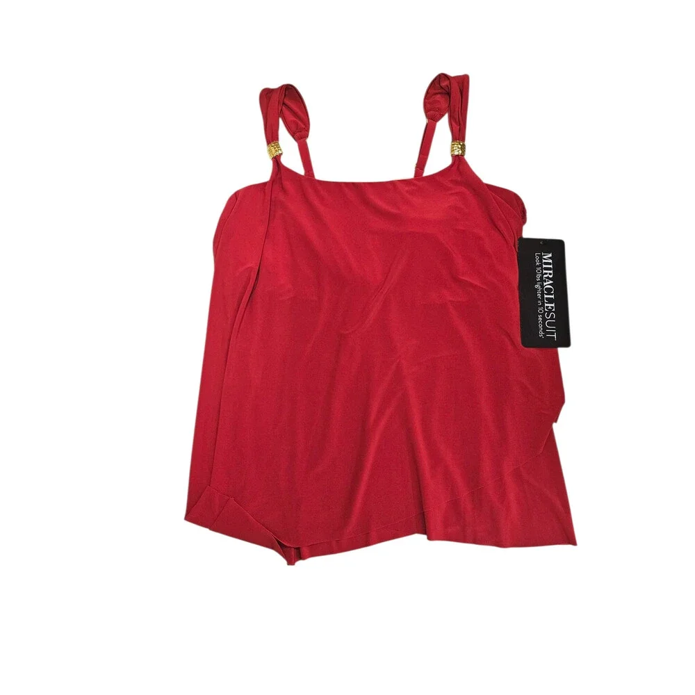 Miraclesuit Plus Size Razzle Dazzle Asymmetrical-Drape Tankini Top Cayenne 18W